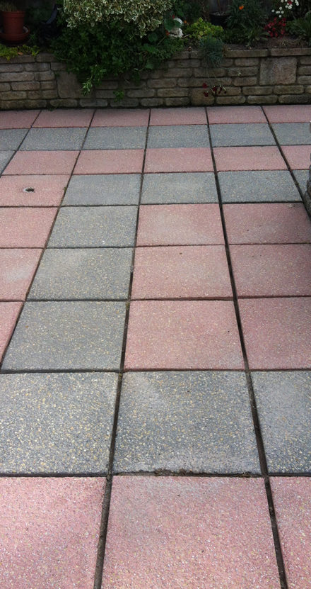 Jet washed patio slabs